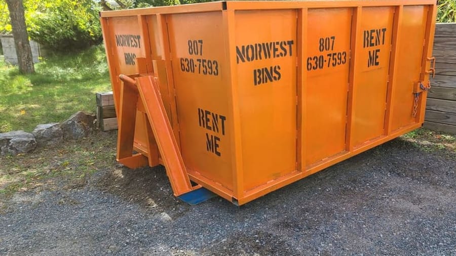 Norwest rental bins lined up for delivery